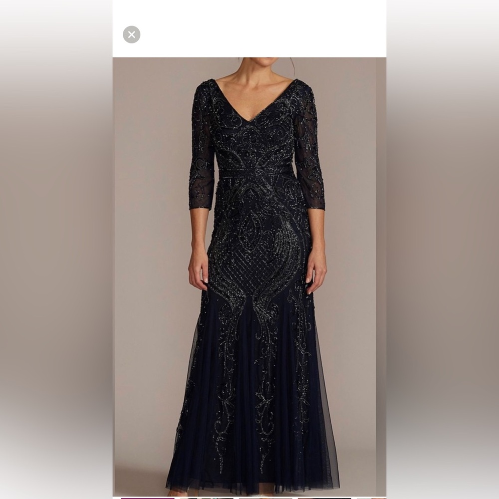 Oleg Cassini Mother of the Bride dress navy beaded gown